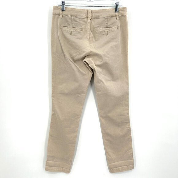 ANTHROPOLOGIE Chino Khaki Red Side Stripe Relaxed Fit Straight Leg Pants Size 27 - Picture 2 of 7